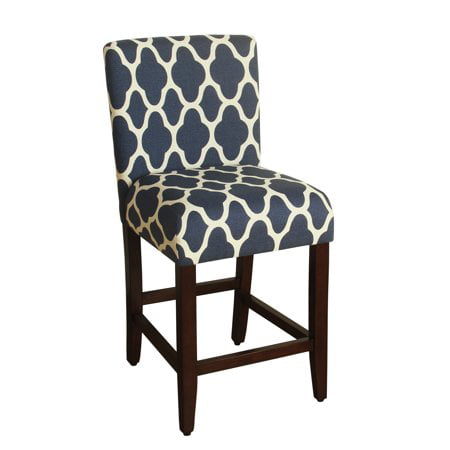 HomePop Parsons Classic Upholstered High Back Curved Top Barstool 24-inch Grey Stripe